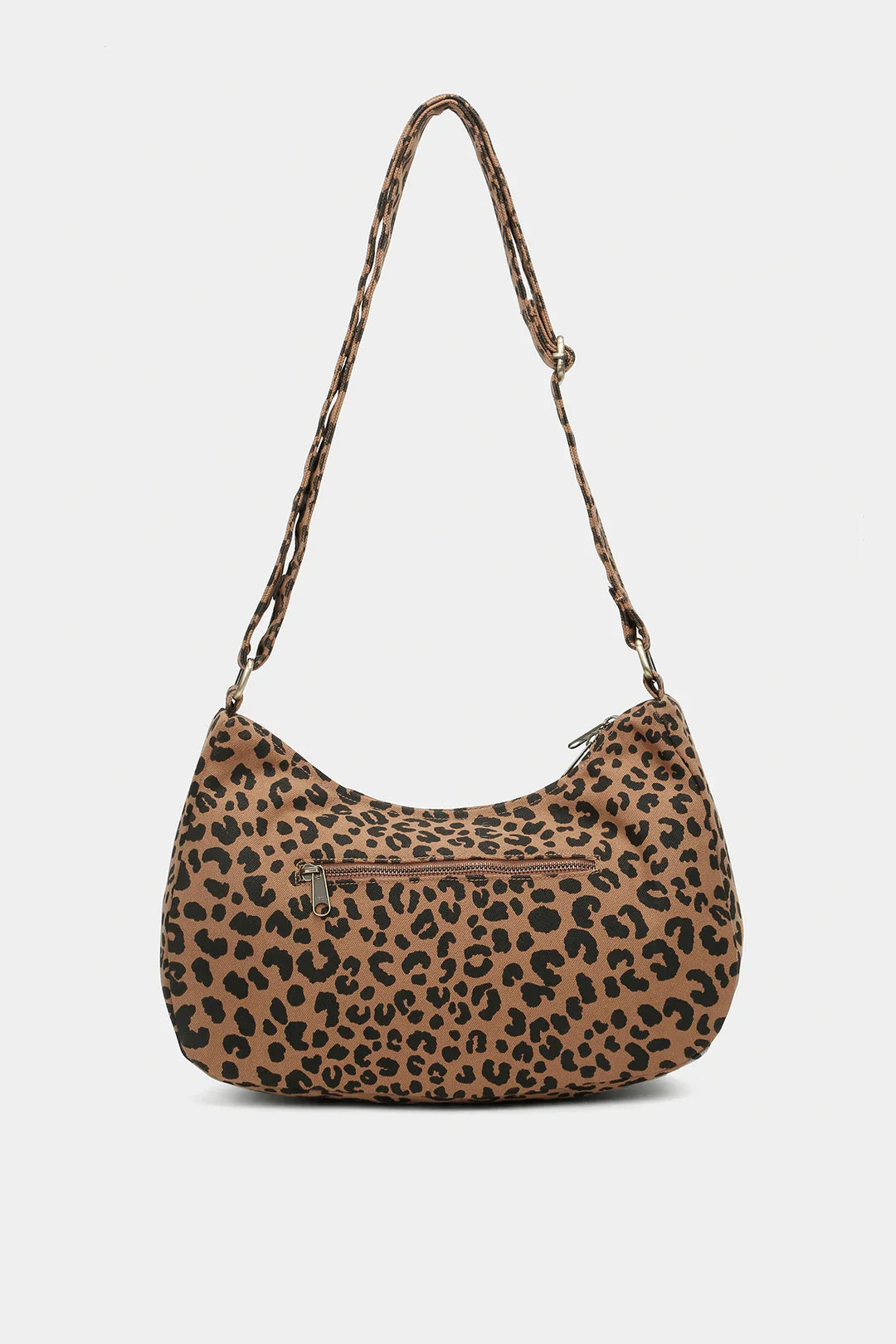 Sac bandoulière en coton bio | marron "rosa léopard canelle"