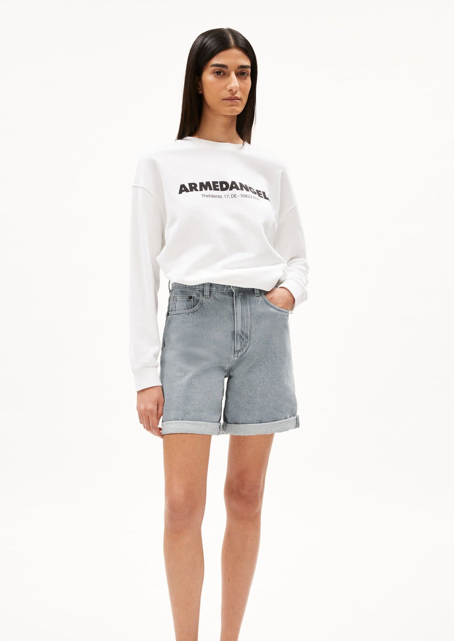 Short en jean en coton bio | gris "sheaari warm grey"