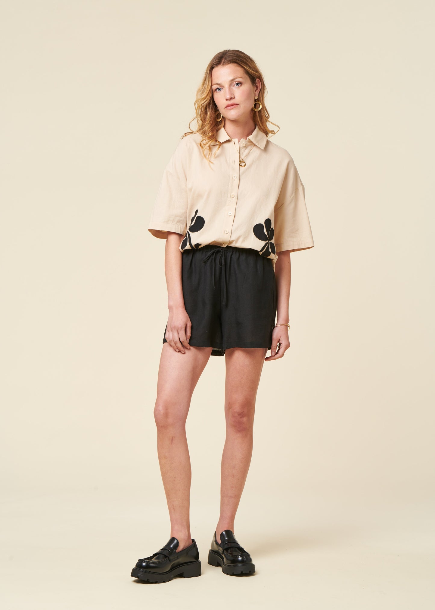 Short en lin | noir "marum - black"