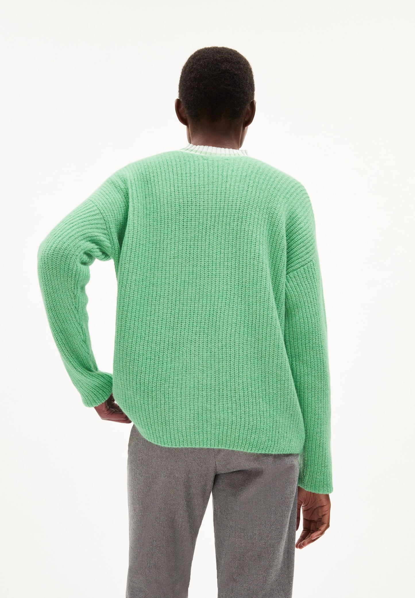 Pull vert pomme maille en coton bio, laine et alpaga - siaana apple neon