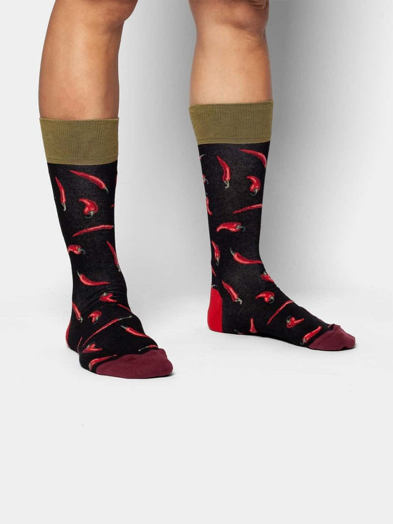 Chaussettes en coton bio | multicolore "hot chilly - black"