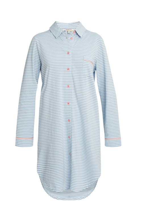 Chemise pyjama rayée bleue en coton bio