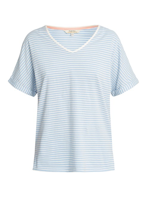 Haut de pyjama rayé bleu en coton bio