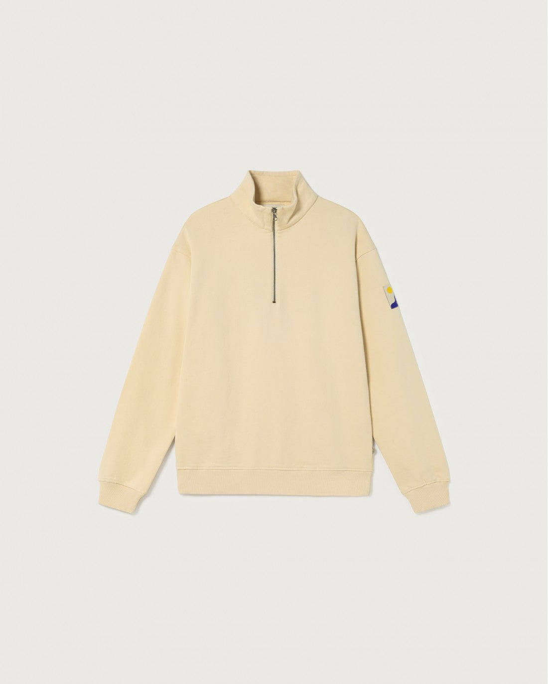 Sweat camionneur blanc cassé col zippé en coton bio - IVORY CHALLENGER SWEATSHIRT