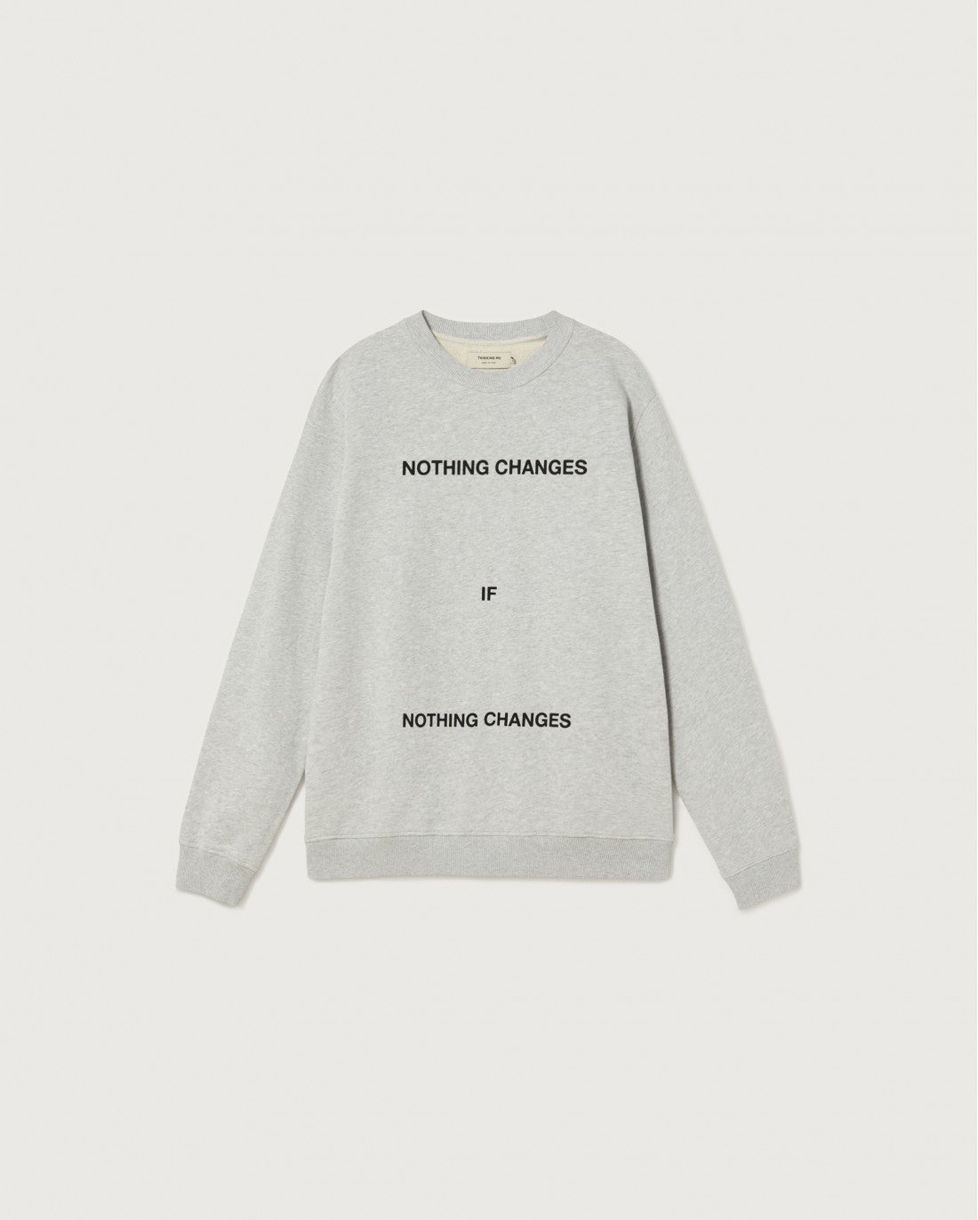 Sweat imprimé en coton bio - NOTHING CHANGES SWEATSHIRT grey melange