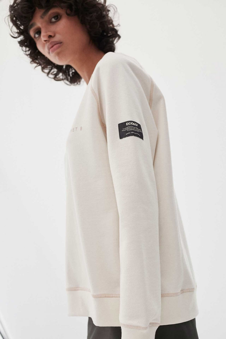 Sweat imprimé blanc en polyester recyclé - Ross Basic Because