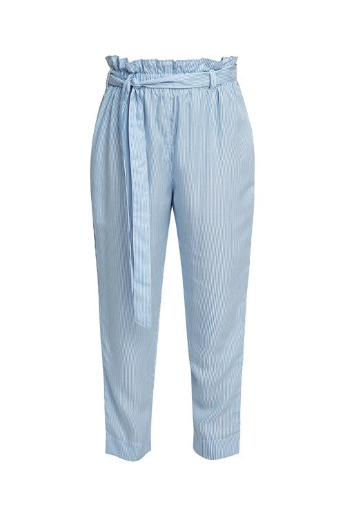 Pantalon rayé bleu ciel en tencel - Suki