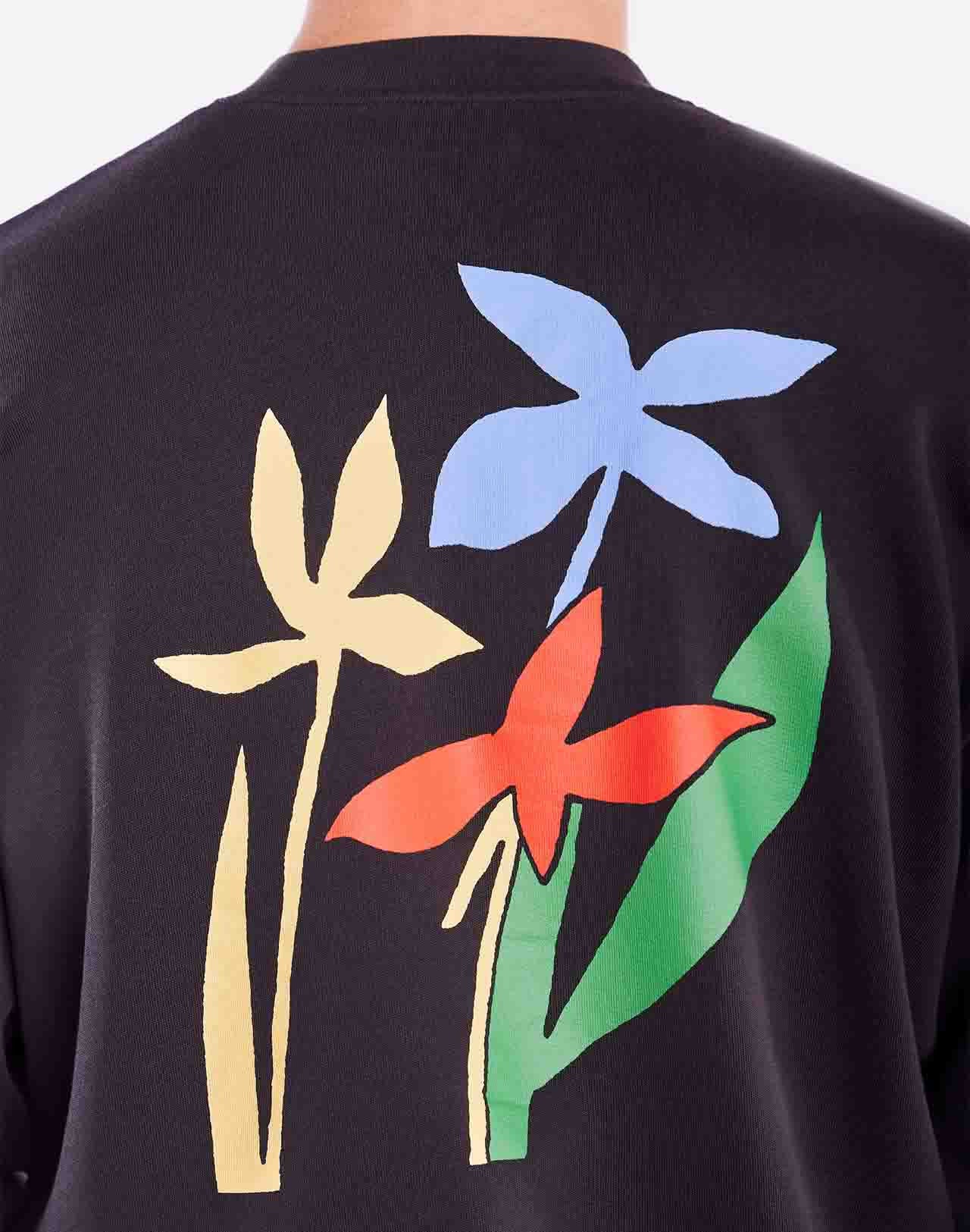 Sweat en coton biologique | noir "Sweat flora noir carbone - carbon black"