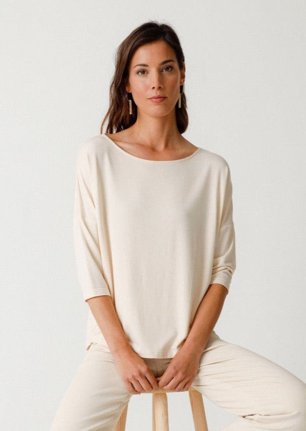 T-shirt ample en modal | beige "bederatzi t-shirt cream"