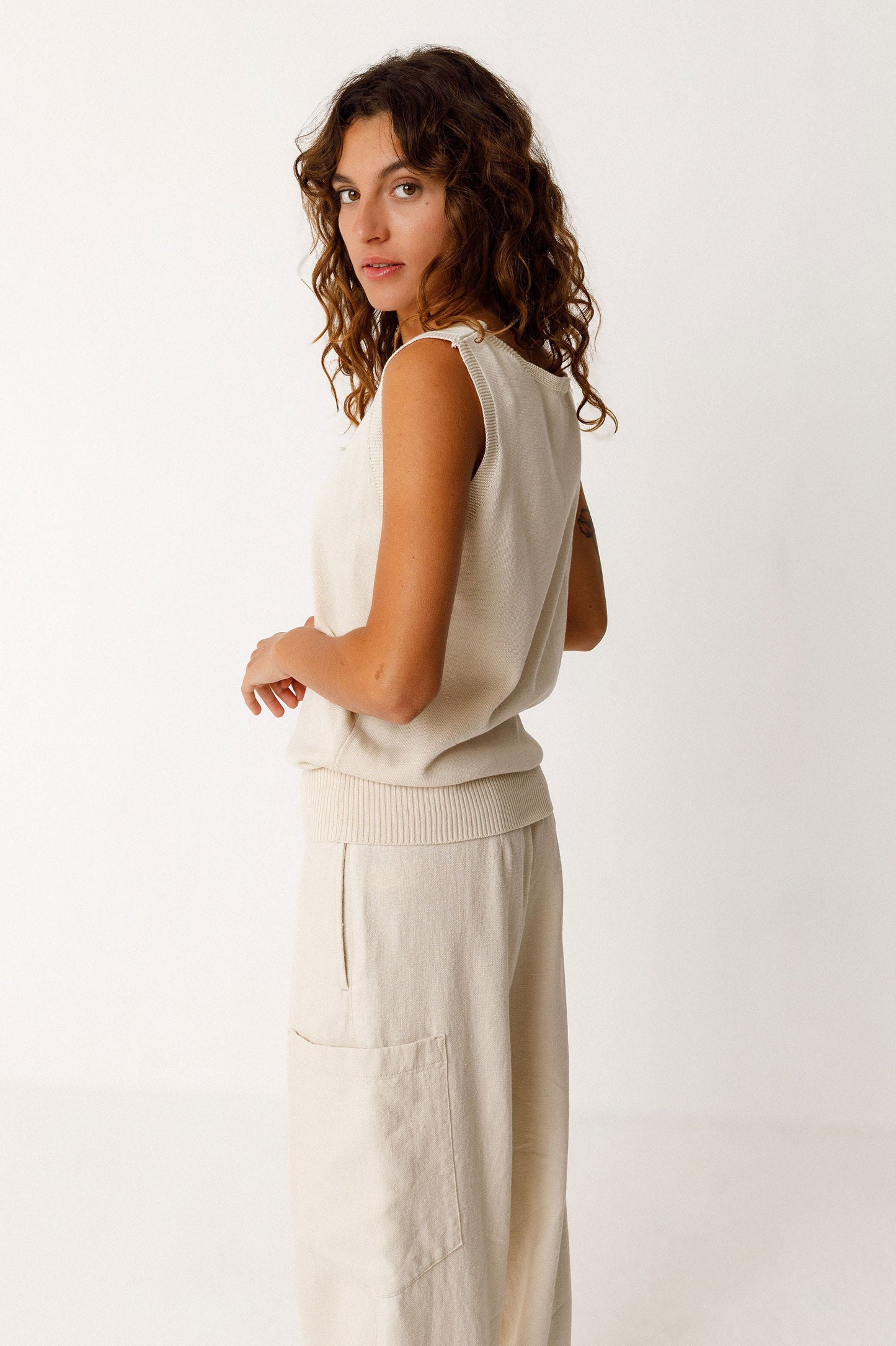 Top maille en coton bio | écru "maindi - ivory"