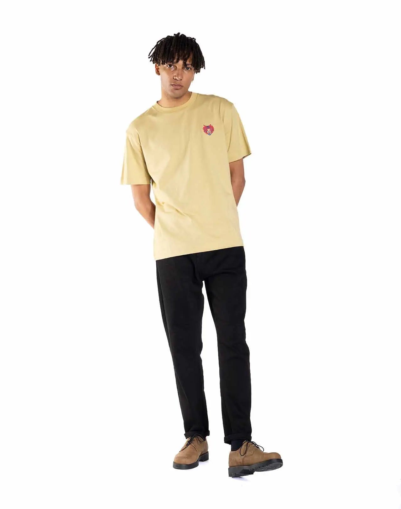 T-shirt imprimé en coton bio | beige "tiger balm sable"