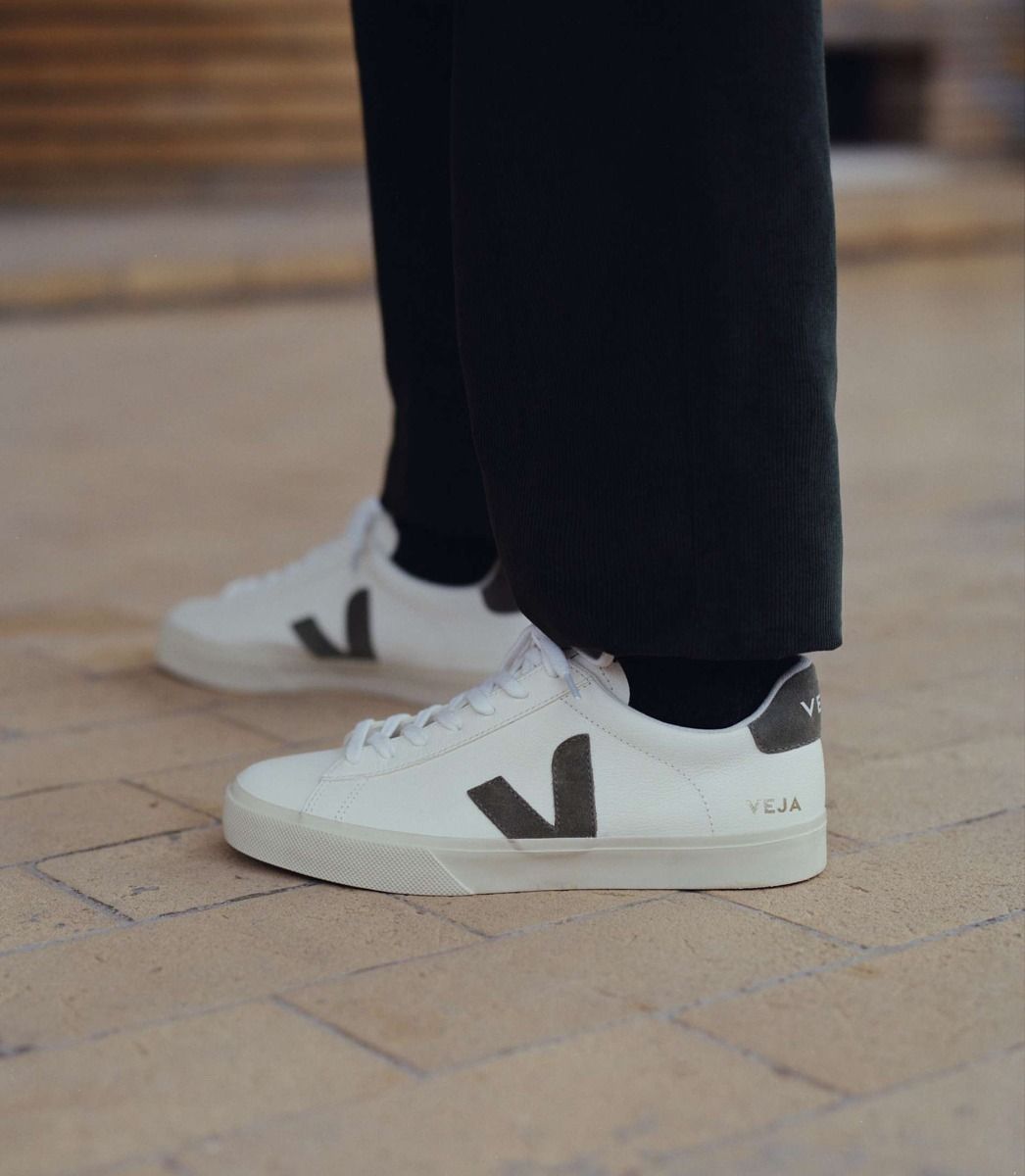 Baskets en cuir certifié | blanc et kaki "campo chromefree leather extra white kaki"