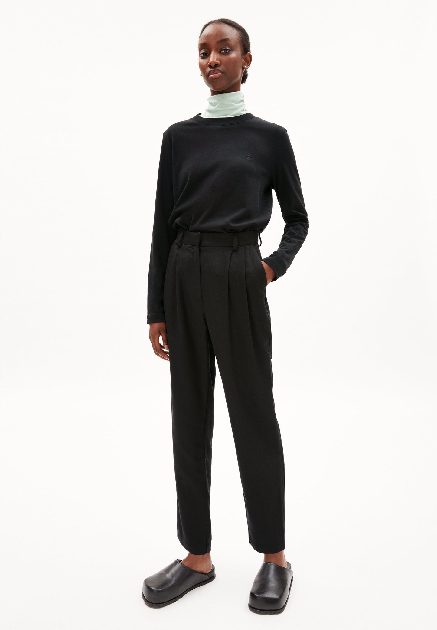 T-shirt manches longues épais noir en coton bio - taami black