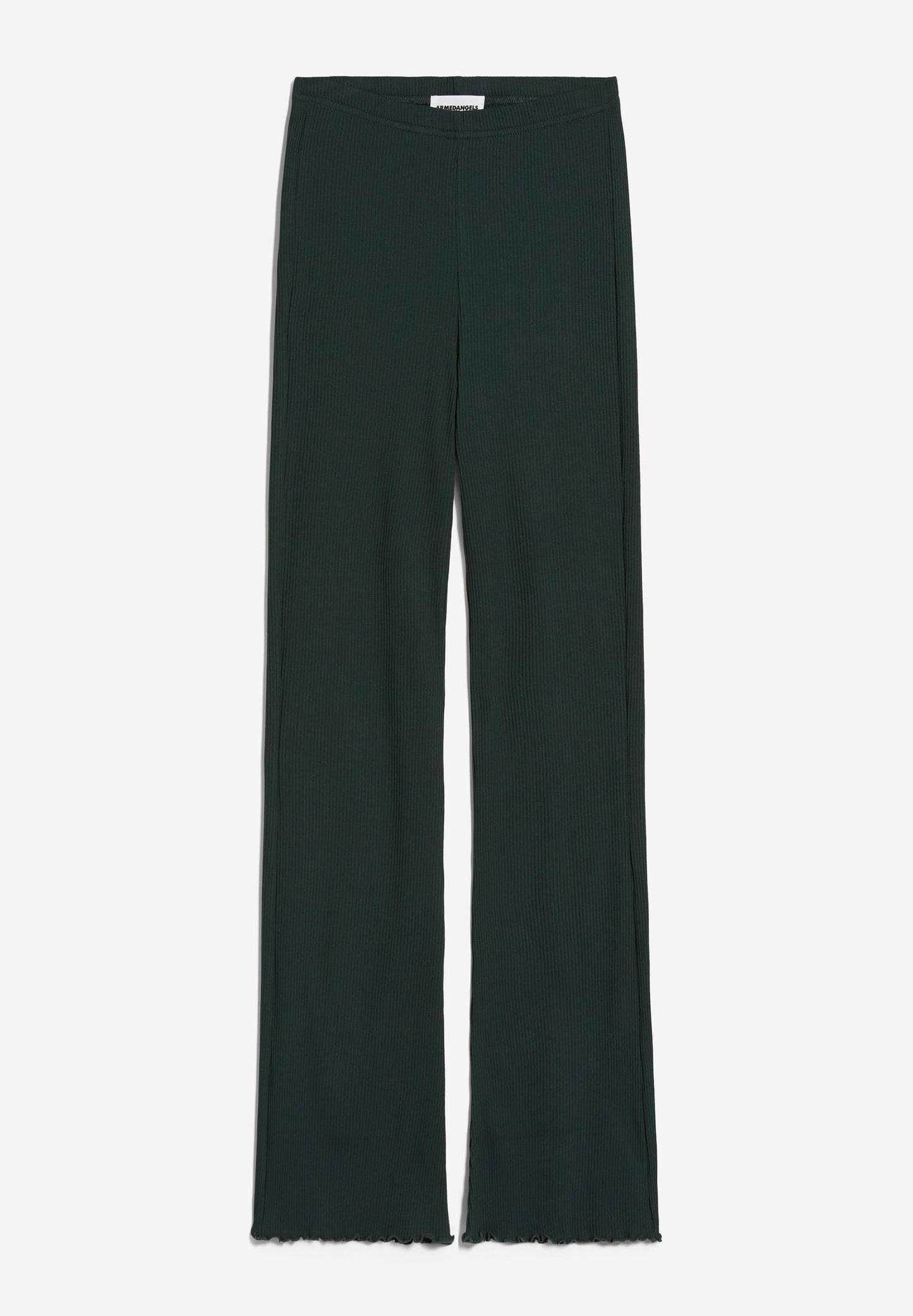Pantalon flare vert foncé en coton bio - taminaa dark scarab