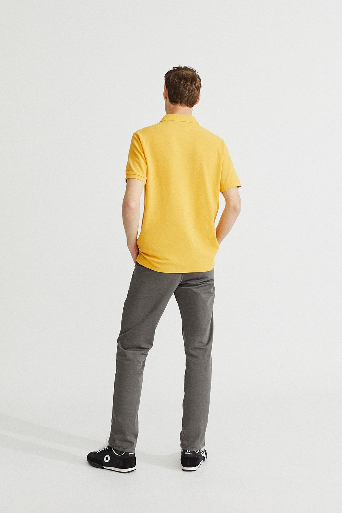 Polo piqué moutarde en coton bio - Ted regular