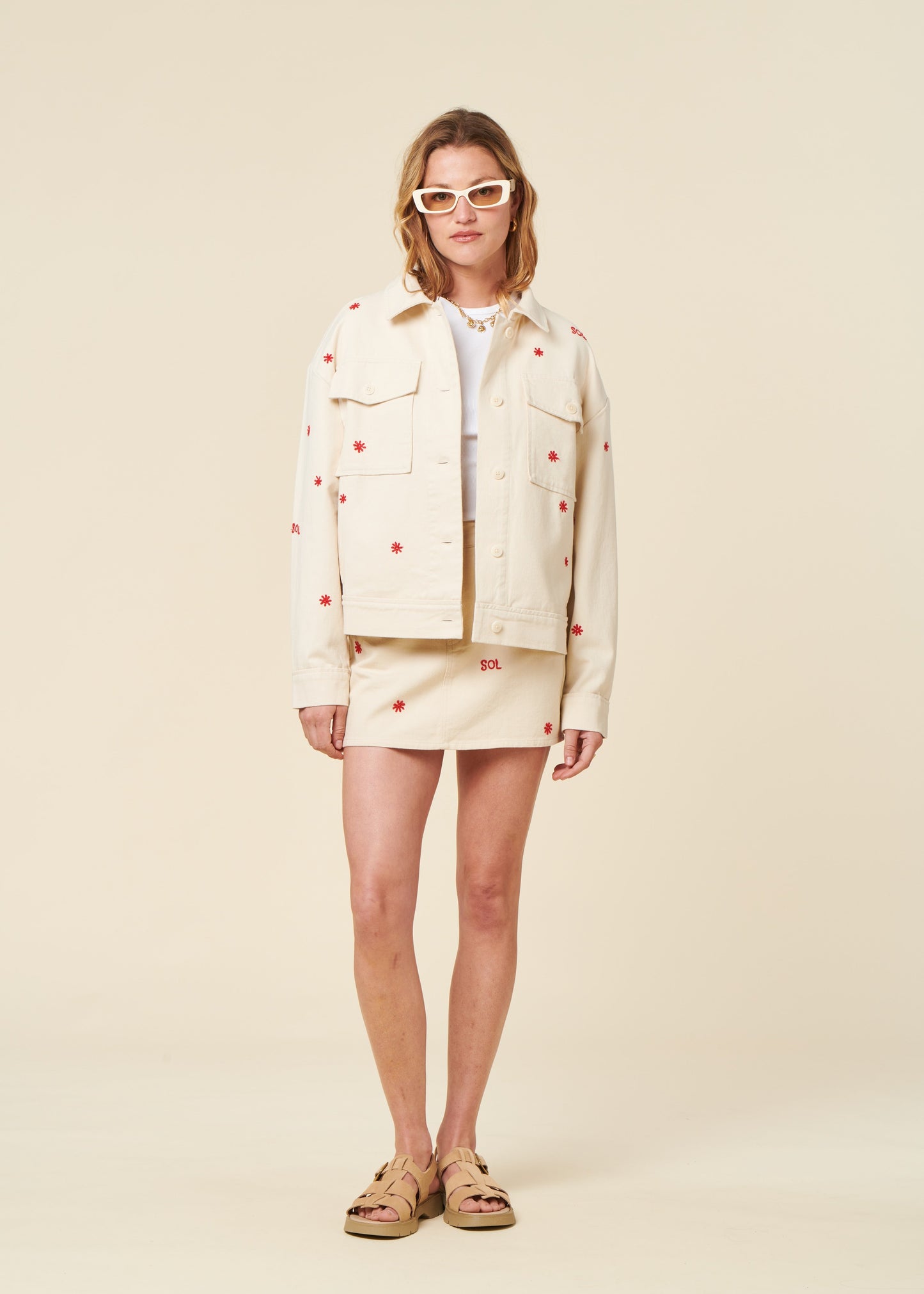 Jupe en coton bio | écru "Sol chain kimmy skirt"