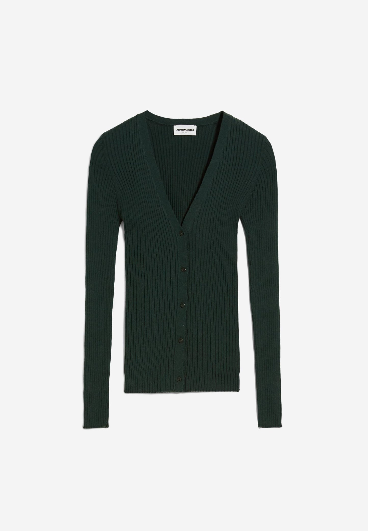 Cardigan fin vert foncé en coton bio - tinnaa dark scarab