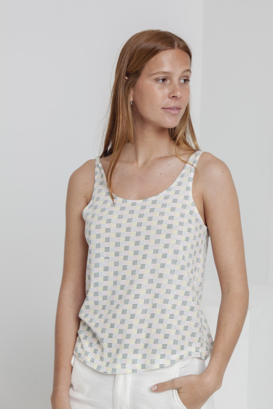 Top imprimé blanc en coton bio - Toldos
