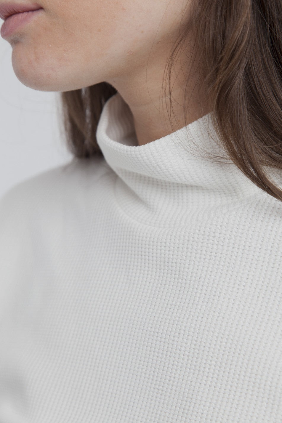 T-shirt manches longues col roulé blanc en coton bio - ellen rib