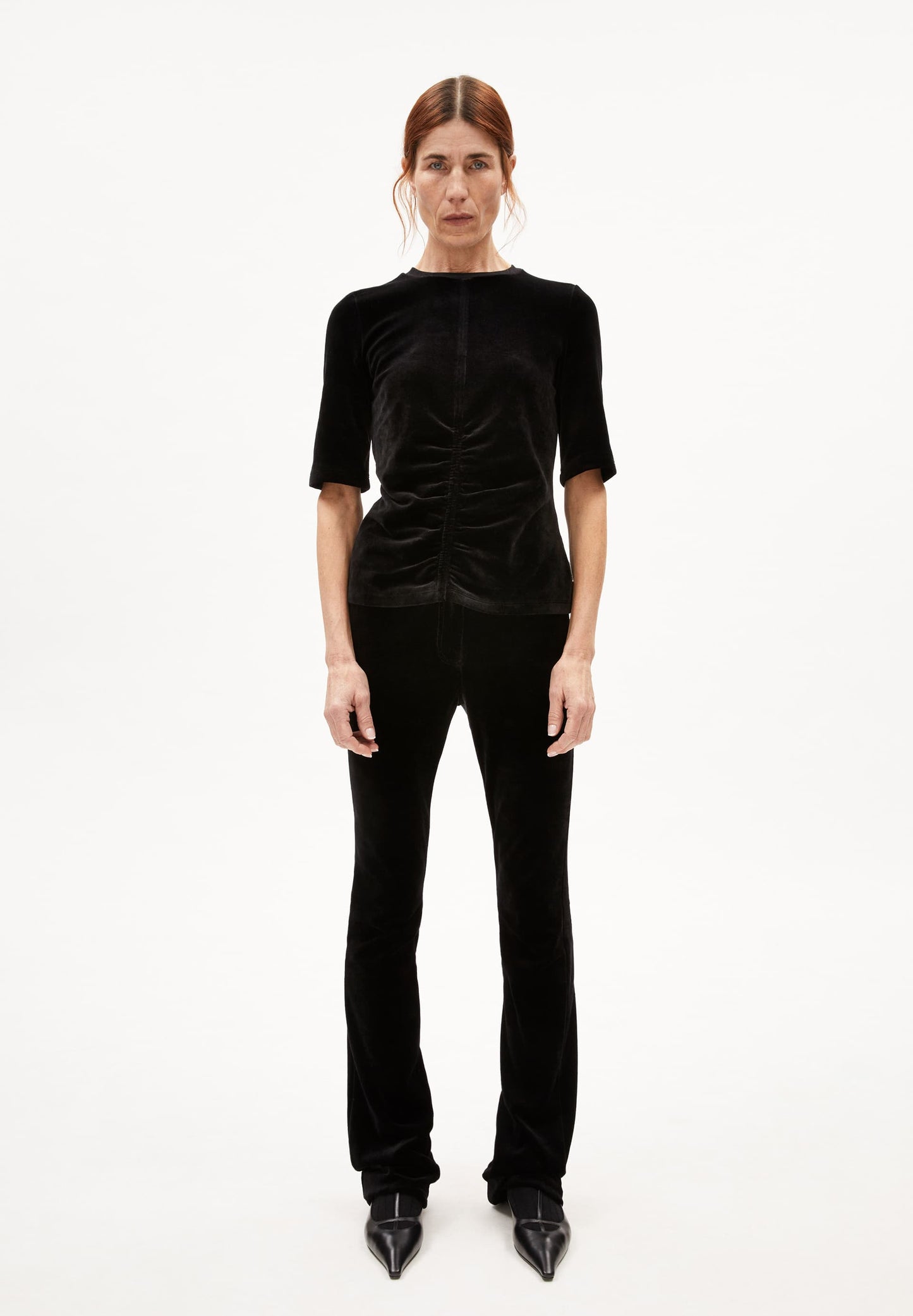 T-shirt velours en modal | noir "traslaraa - black"
