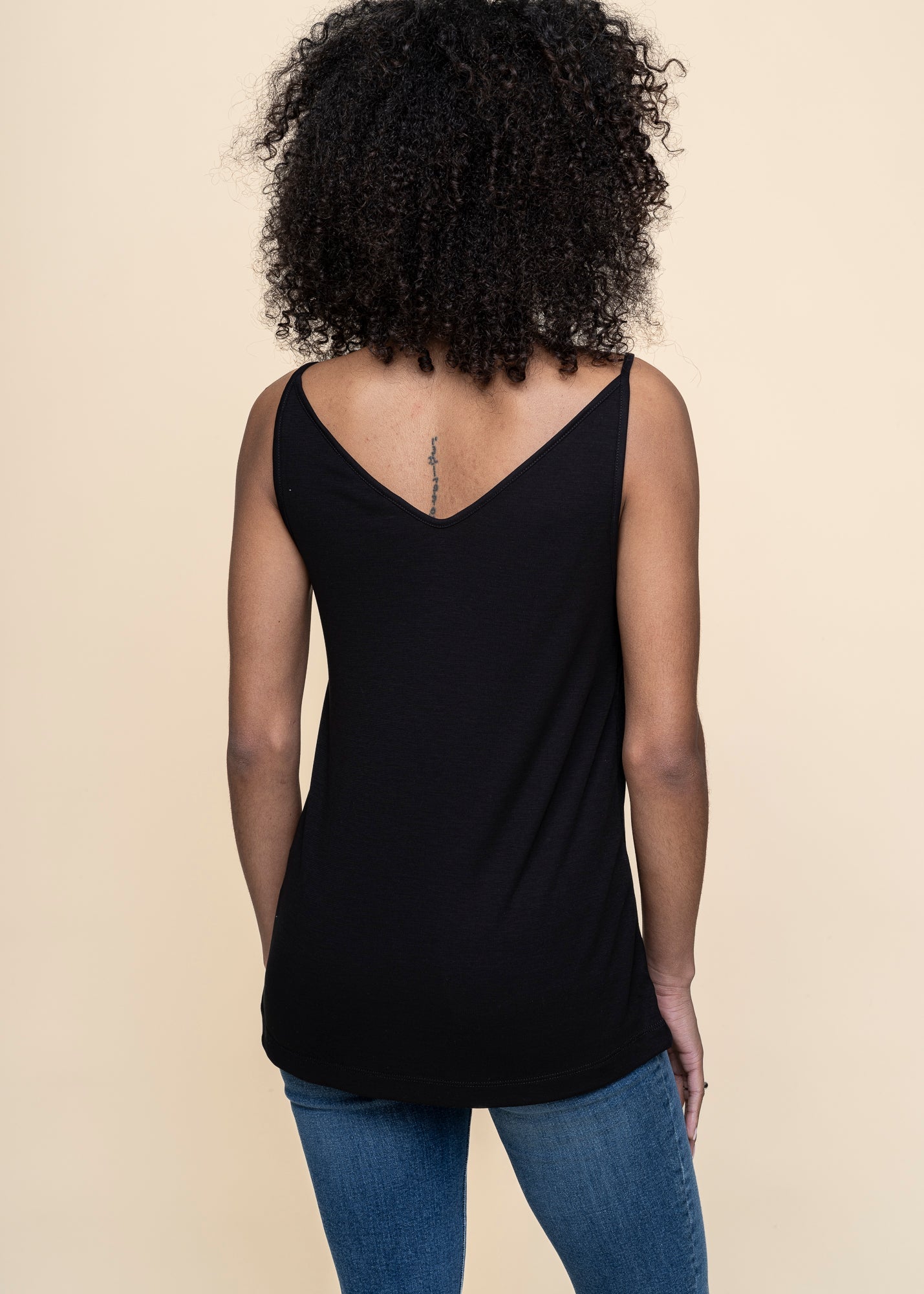 Débardeur noir en tencel - slip top triangle flow black