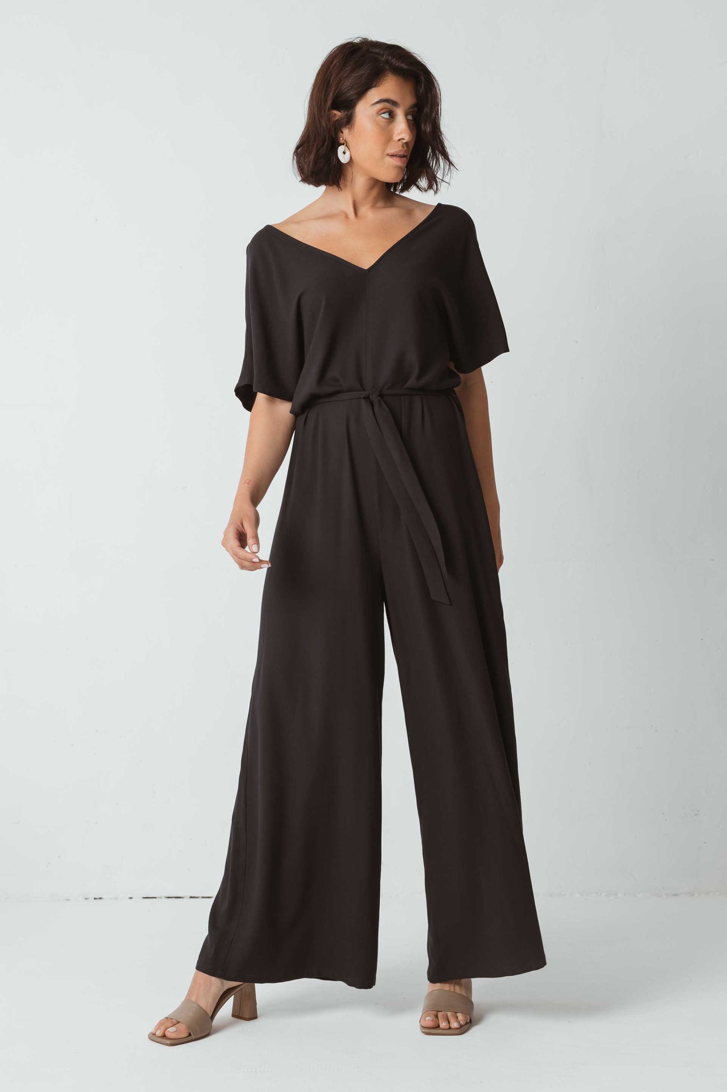 A RENVOYER - Combinaison noire fluide en ecovero - pantalón karitate black