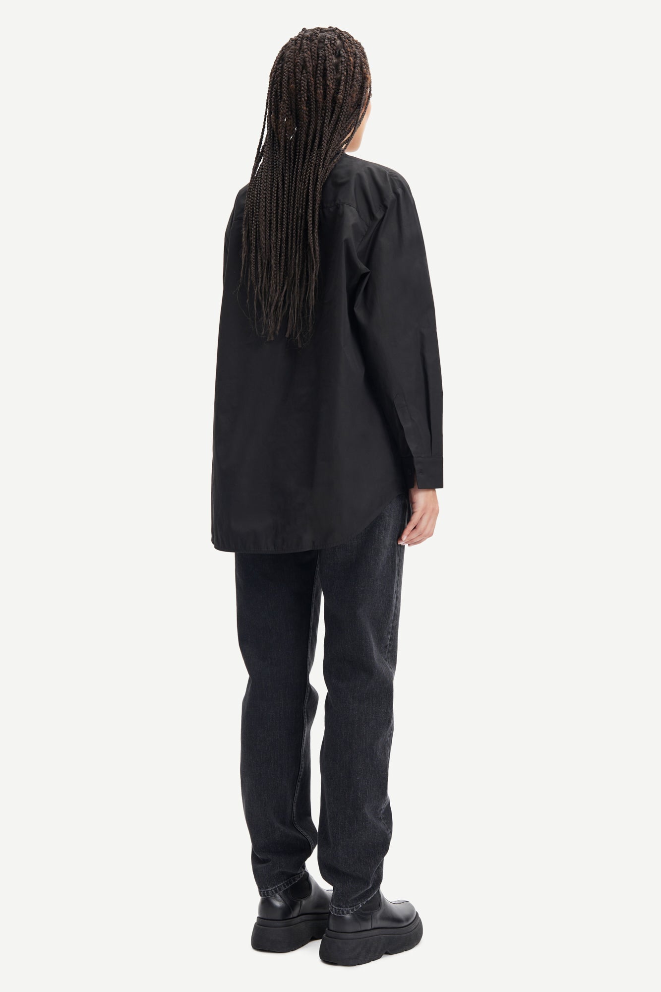 Chemise noire oversize en coton bio - haley shirt black