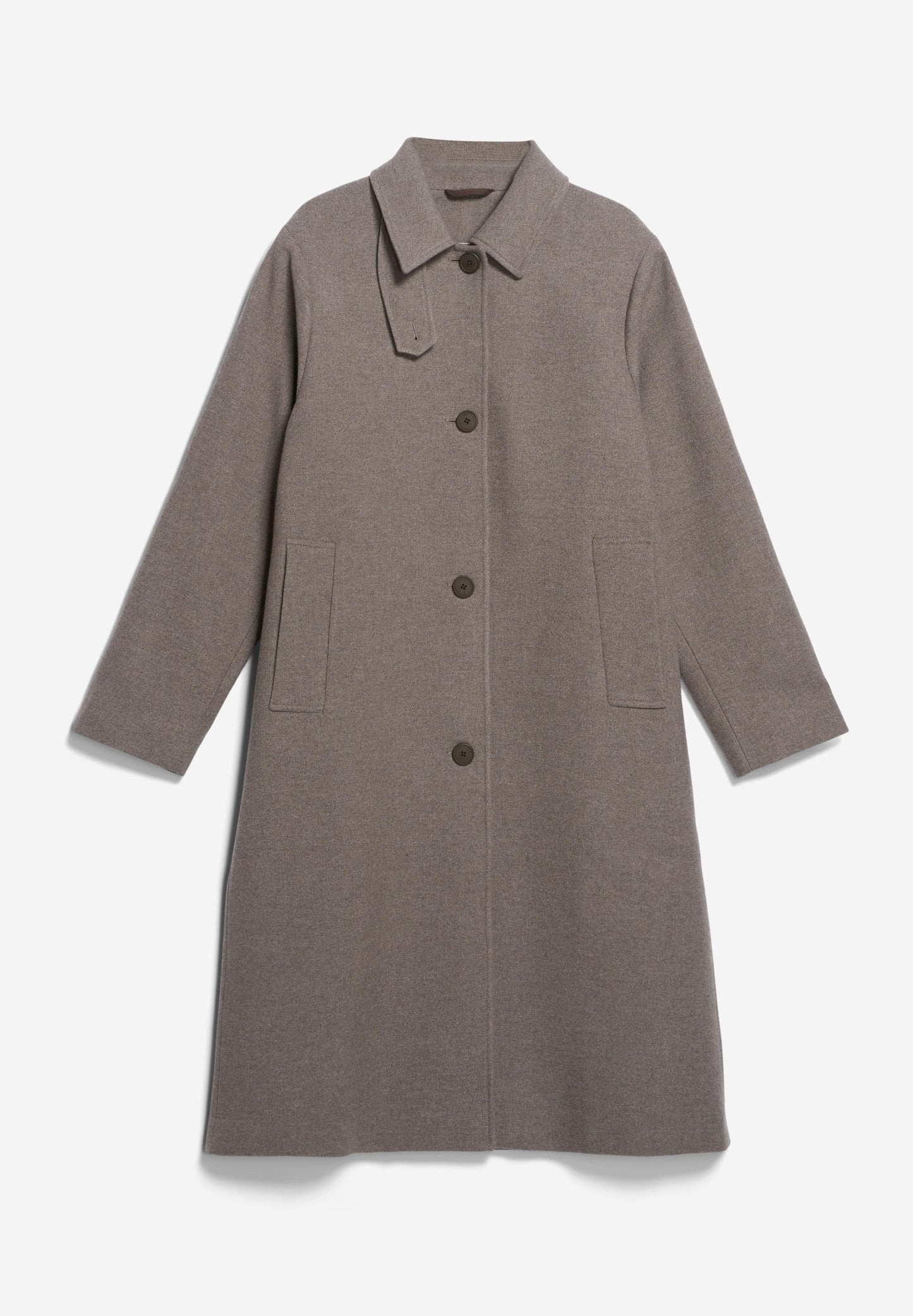 Manteau long en laine recyclée | beige "vaanoise wool dark caramel melange"