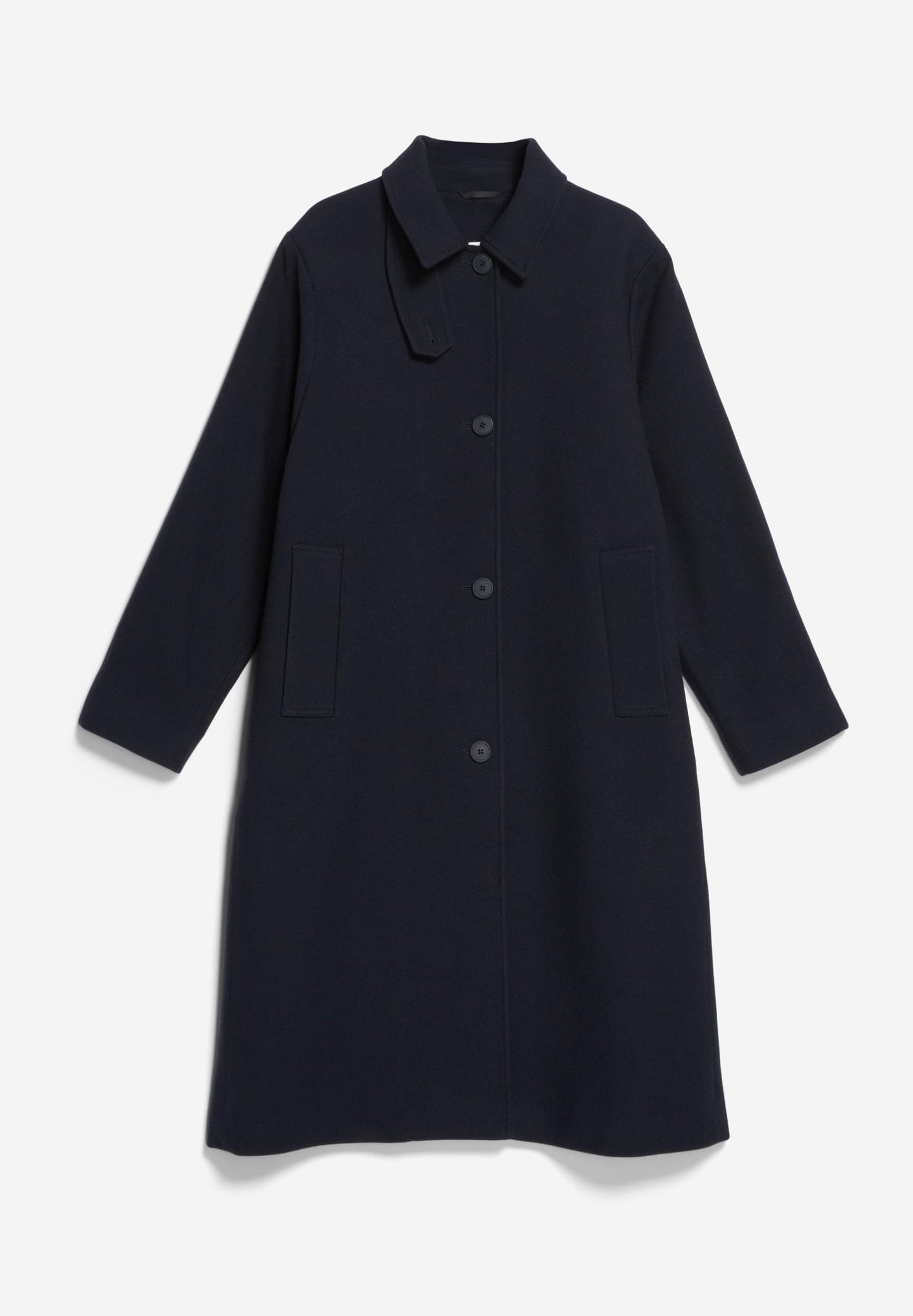 Manteau long en laine recyclée | marine "vaanoise wool - night sky"