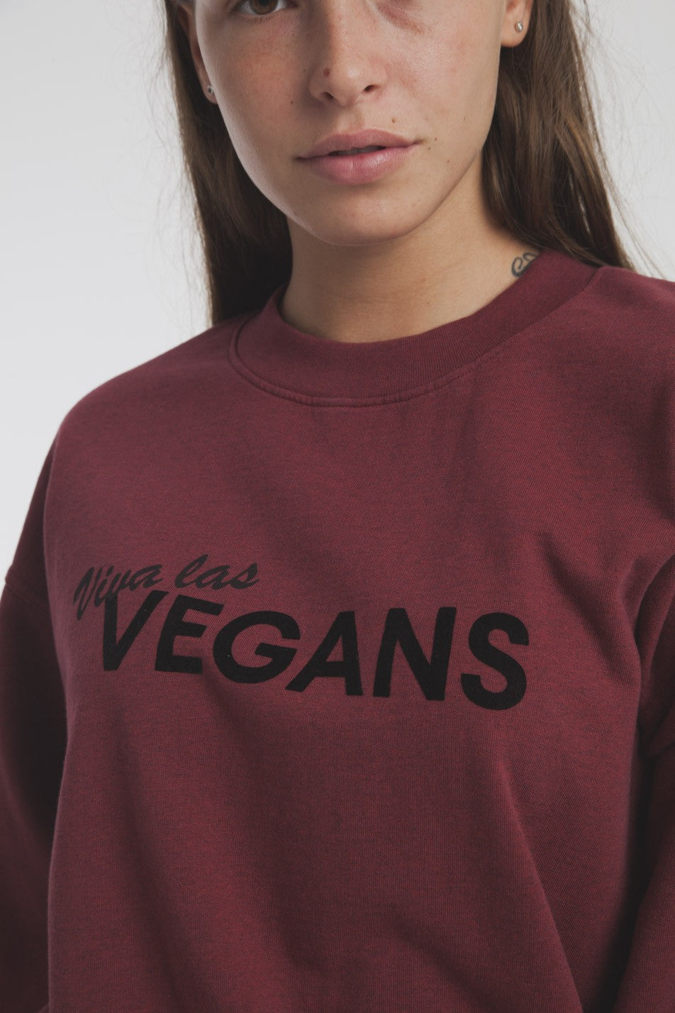 Sweat bordeaux en coton bio Viva las Vegans