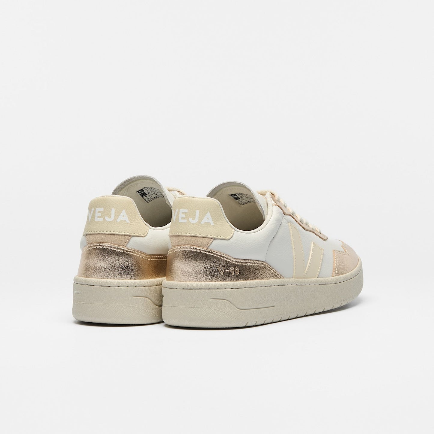 Baskets en cuir | blanc doré "v-90 - white calcaire platine"
