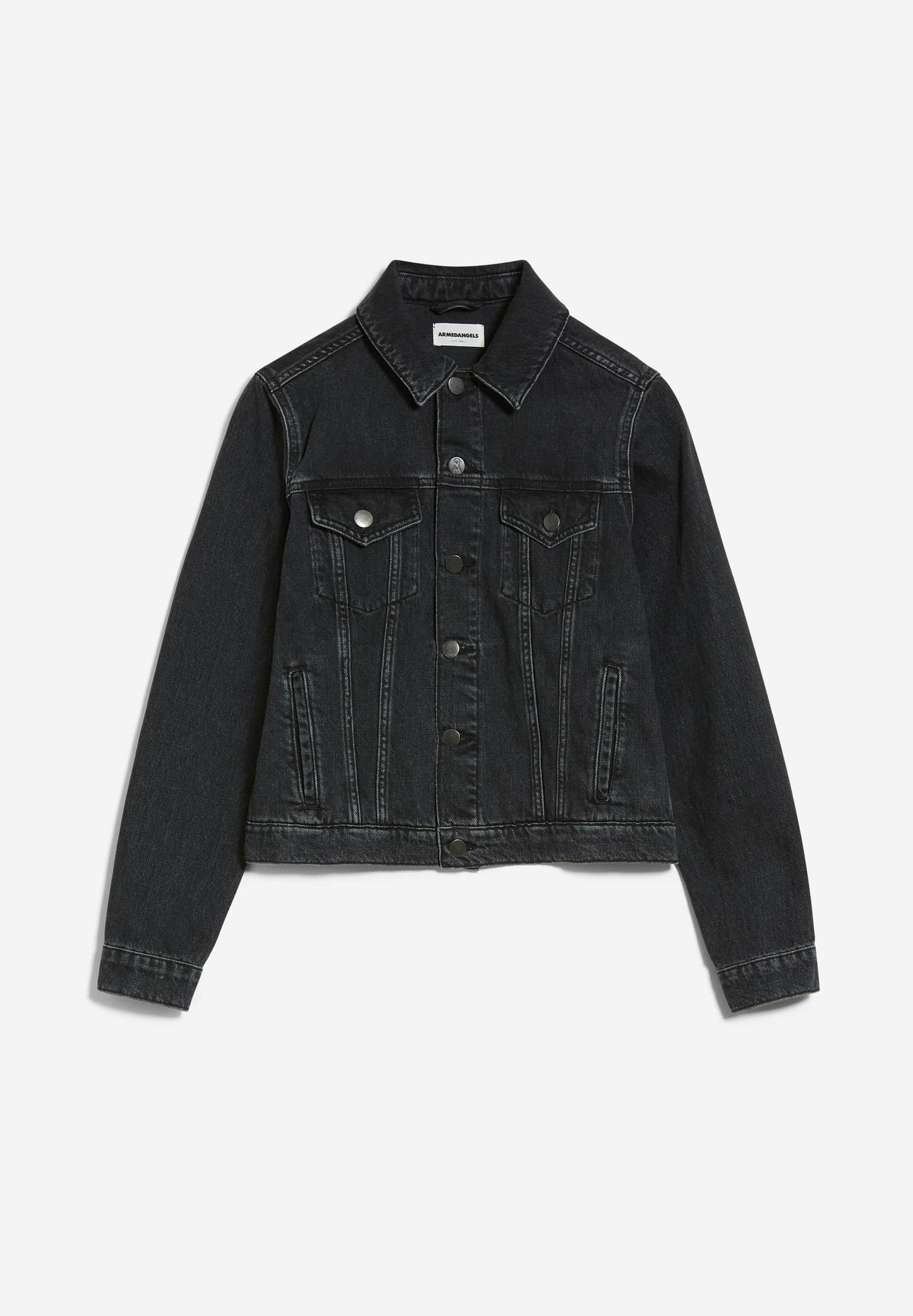 Veste en jean noire en coton bio - velitaa washed down black