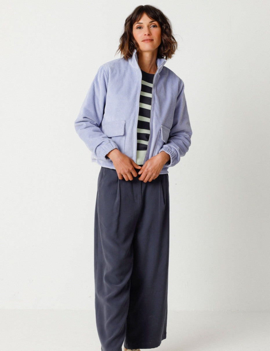 Veste en velours côtelé de coton bio | violet "henar jacket violet blue"
