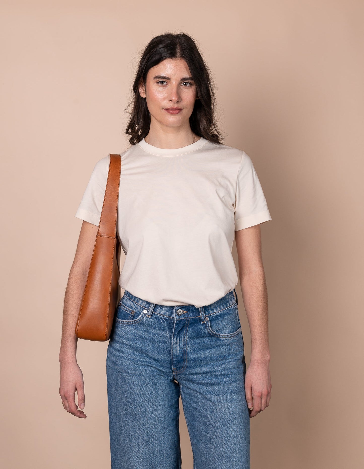 Sac à main en cuir tannage végétal | marron "vicky cognac classic leather"