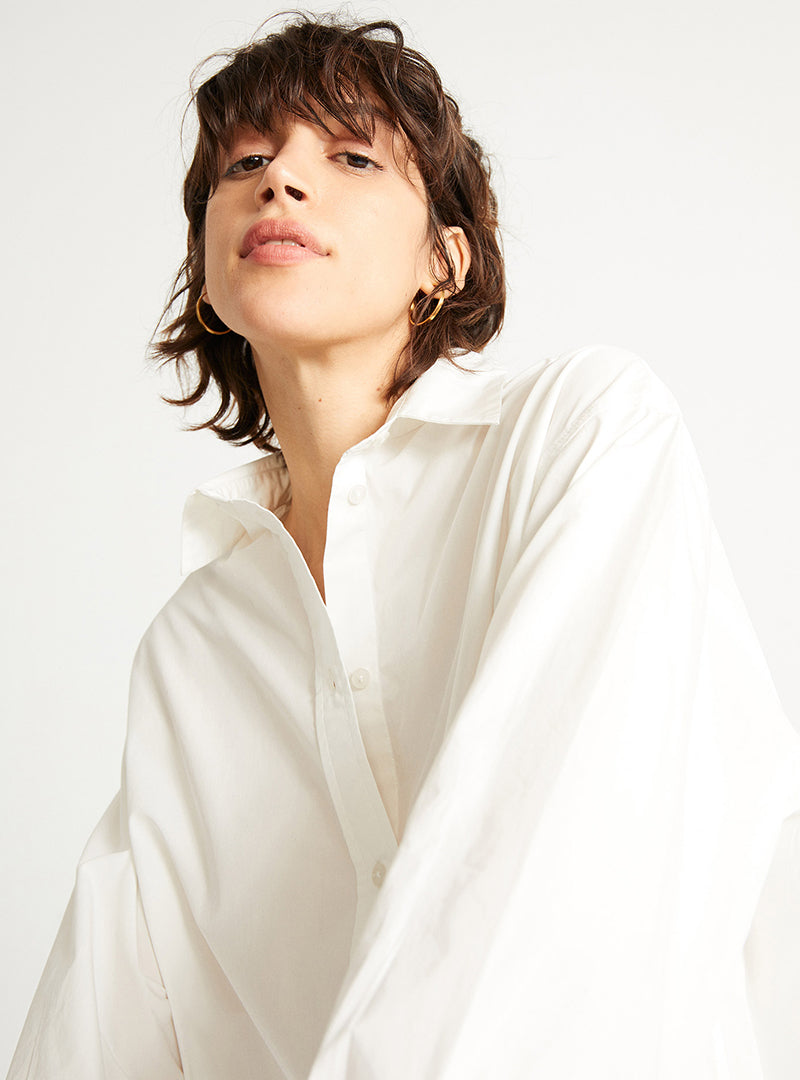 Chemise oversize blanche en coton bio - gia oversize blouse snow white