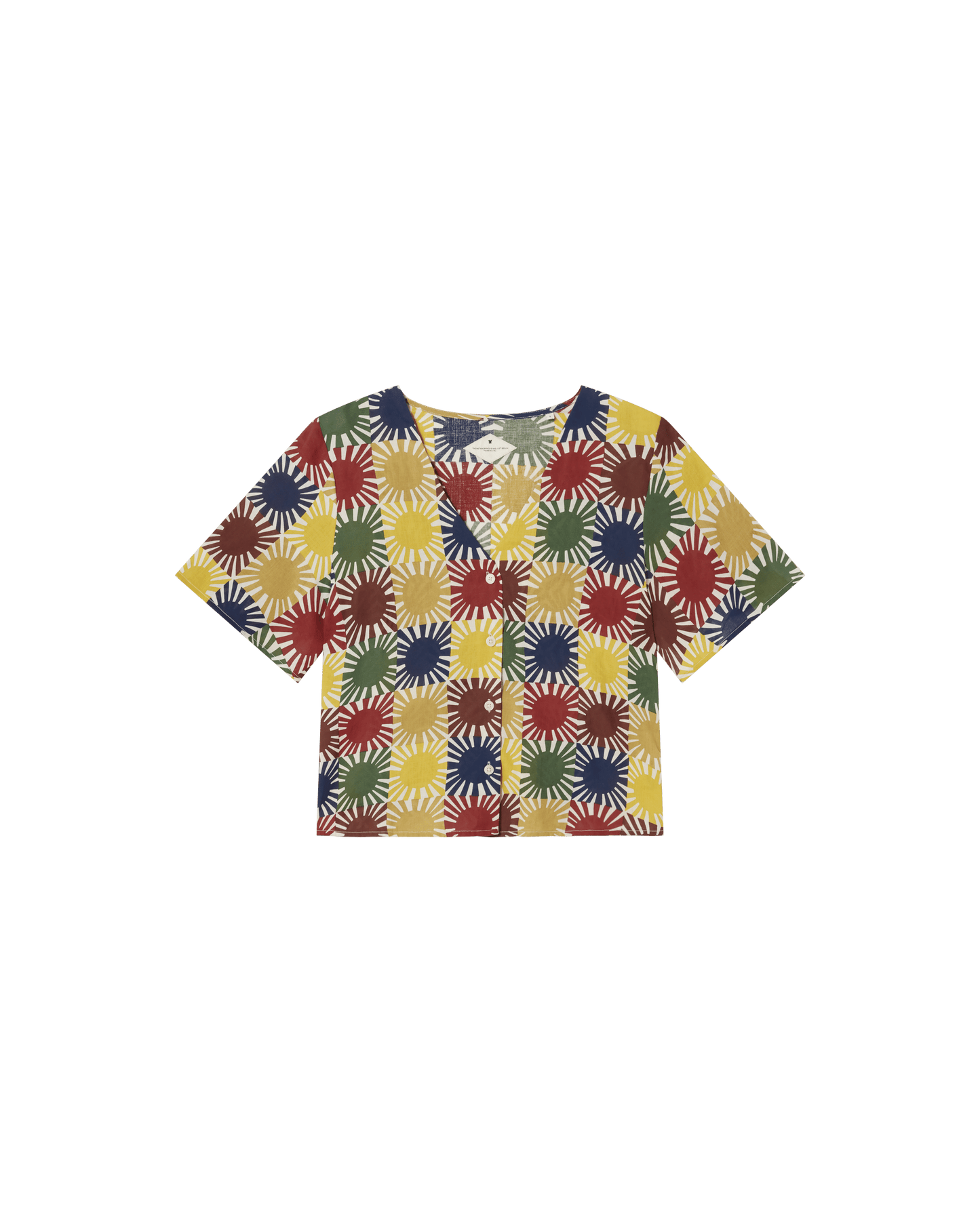 Chemisette à motifs en coton bio | Multicolore "small sol grid libelula blouse"