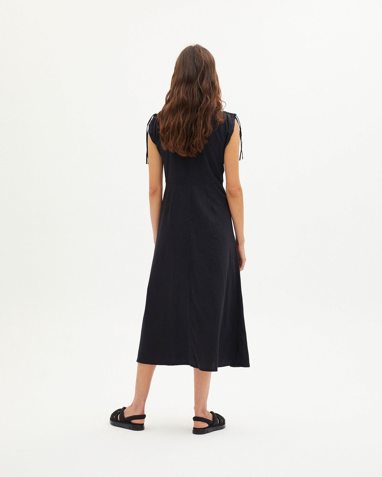 Robe longue noire en coton bio - BLACK LAIA DRESS