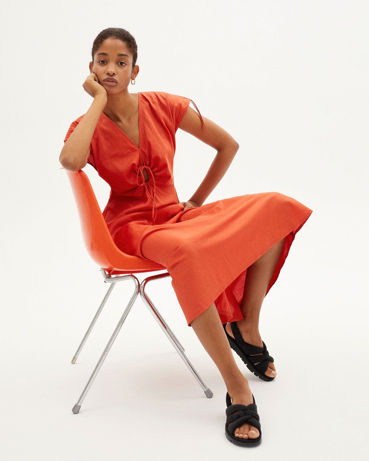 Robe longue orange en tencel - ORANGE LAIA DRESS