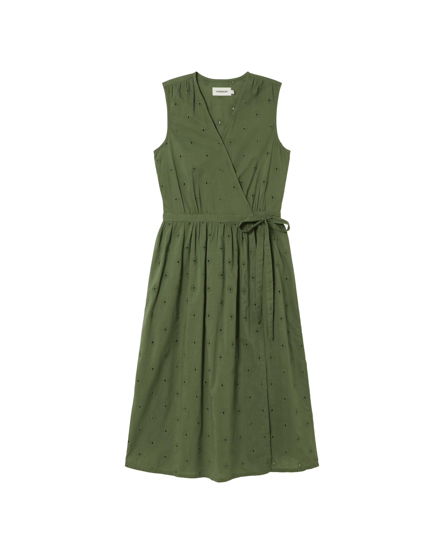 Robe portefeuille en coton bio | Vert "cactus shiffli amapola dress"