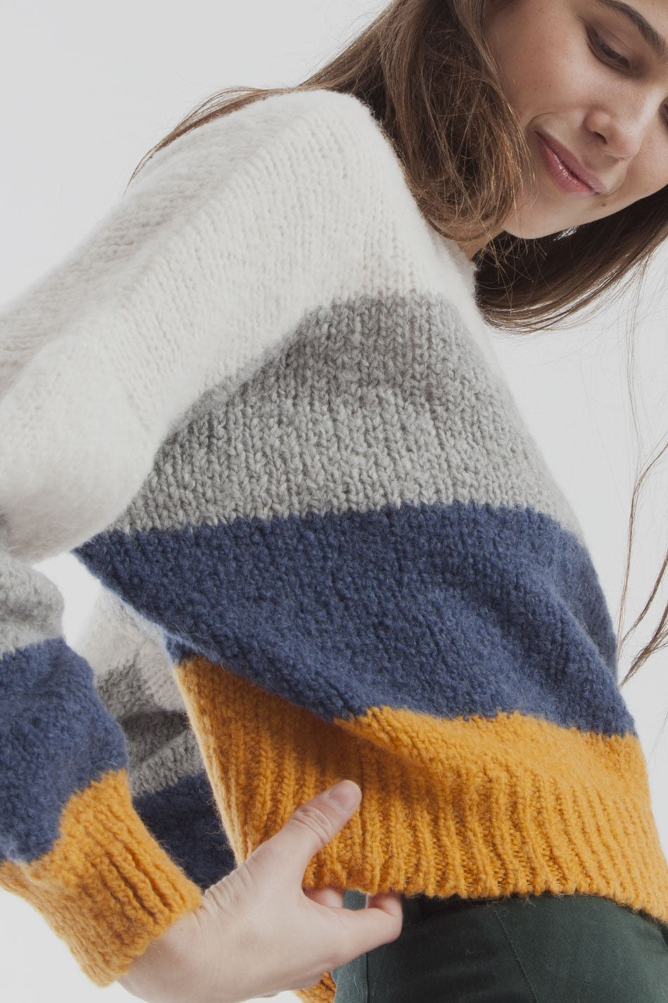 Pull en maille multicolore en laine bio