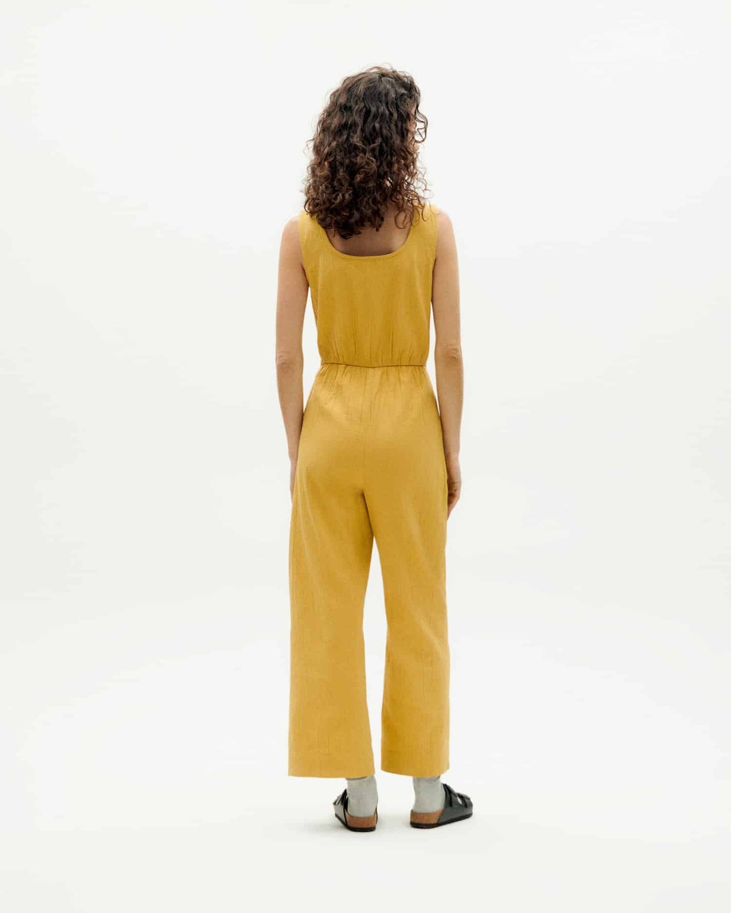 Combinaison en coton bio | jaune "ambar crinkled rafflesia jumpsuit"