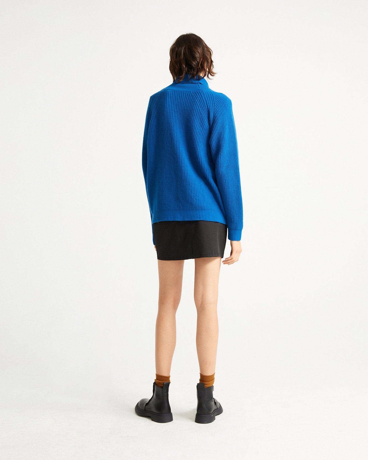 Pull col roulé bleu en laine certifiée - matilda blue