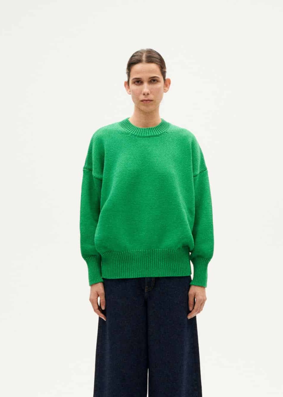 Pull en coton et matière recyclée | vert "green petra knitted sweater"