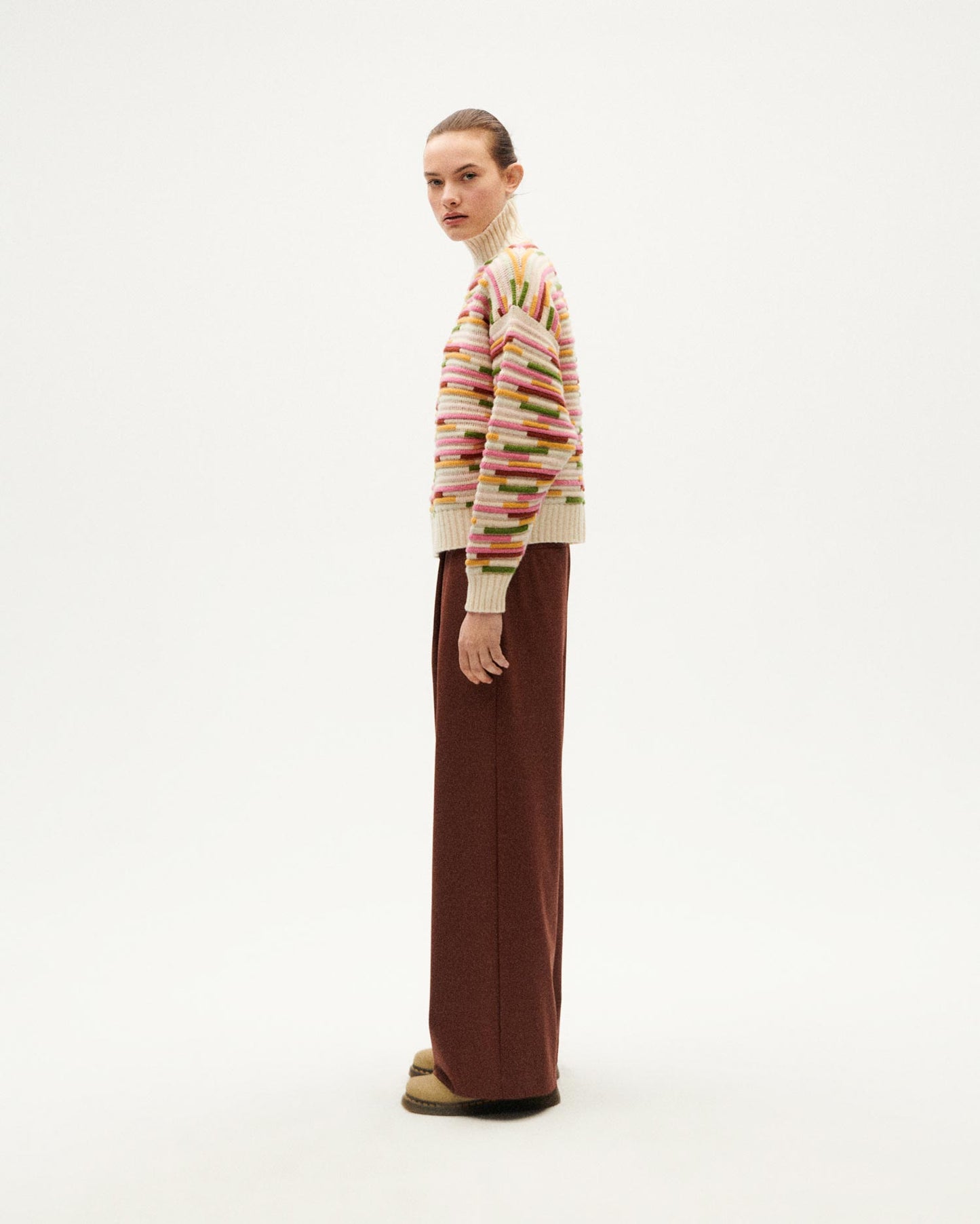 Pull en laine certifiée | multicolore "stripe multicolor idra knitted sweater"