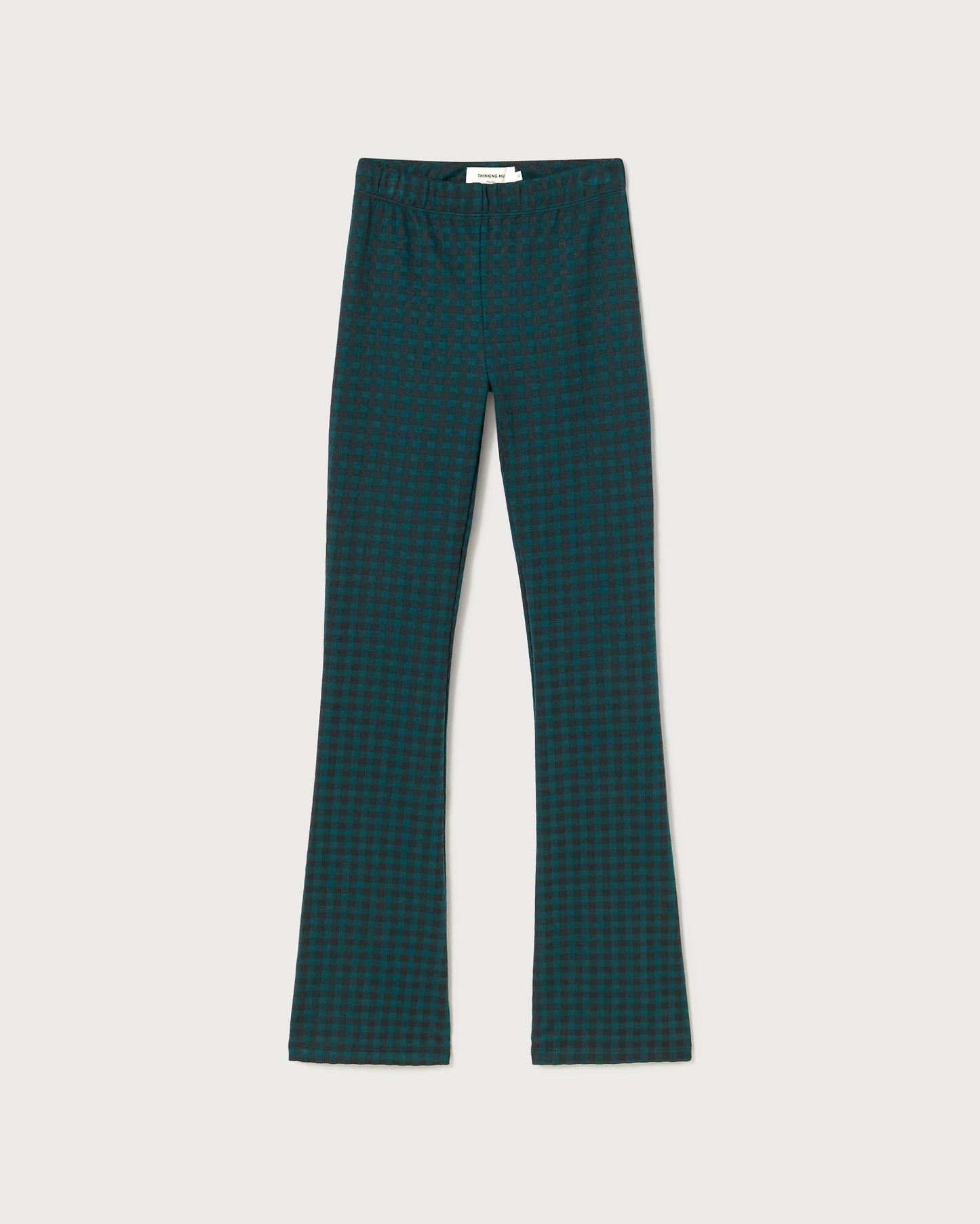 Pantalon flare bicolore en ecovero et recyclé - jacquard vichy trash gee pants green