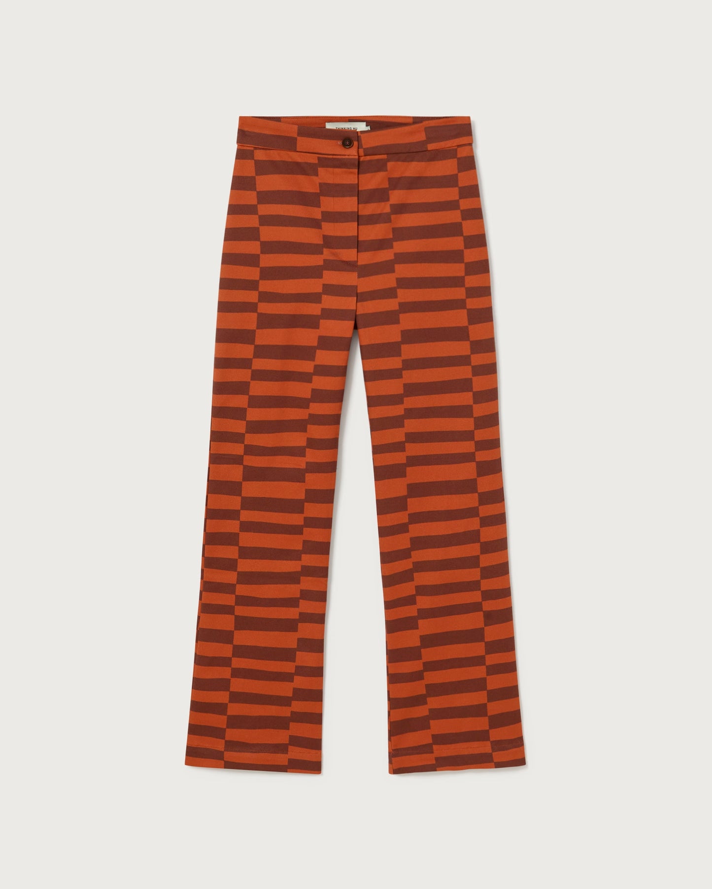 Pantalon flare bicolore en coton bio - tipsy orange macius pants - clay red