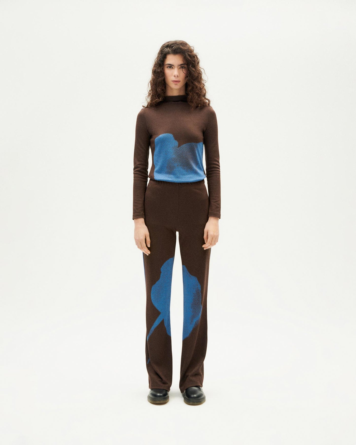 Pantalon droit en ecovero | marron "flower naia pants - brown"
