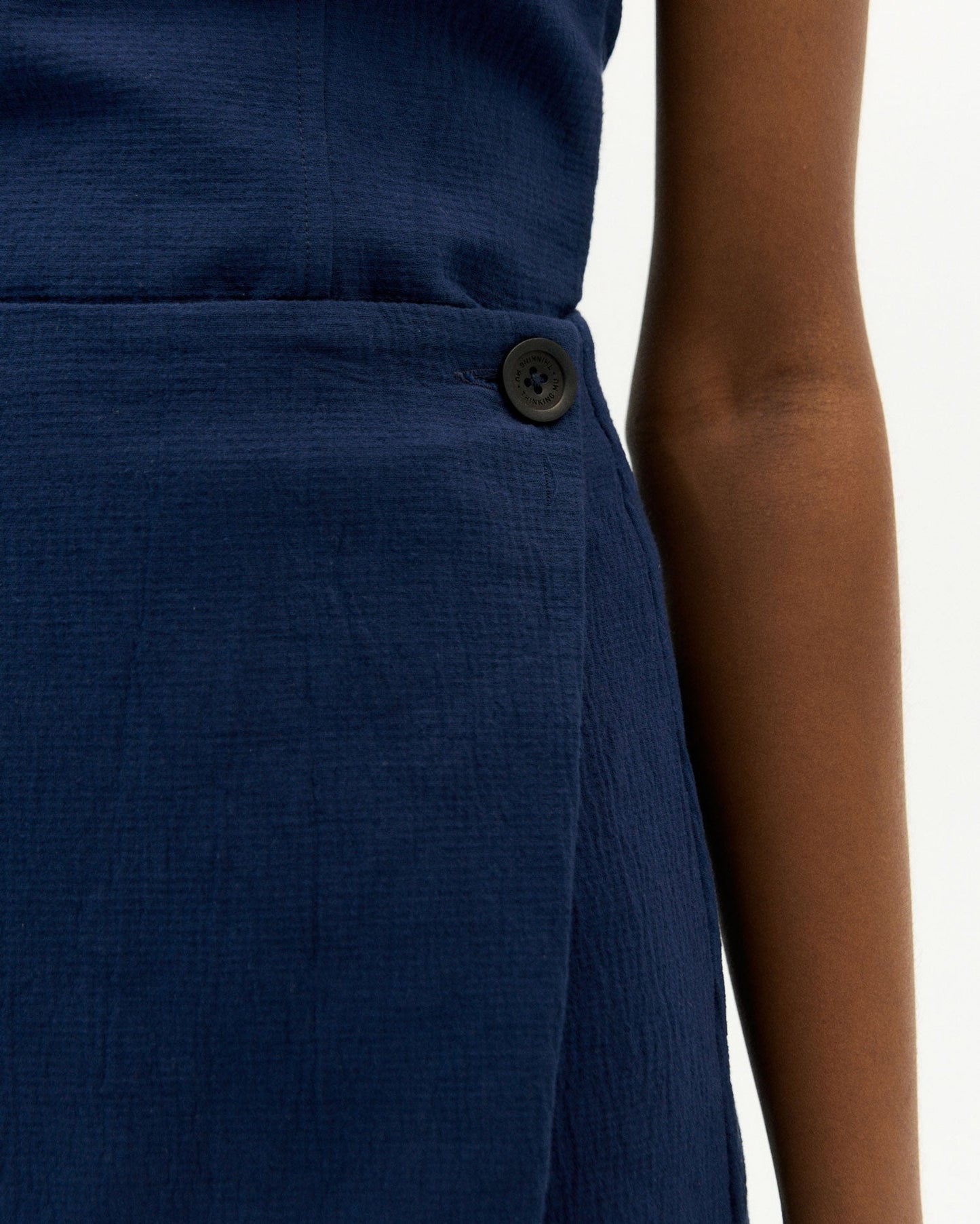 Jupe portefeuille marine en coton bio - navy milena skirt