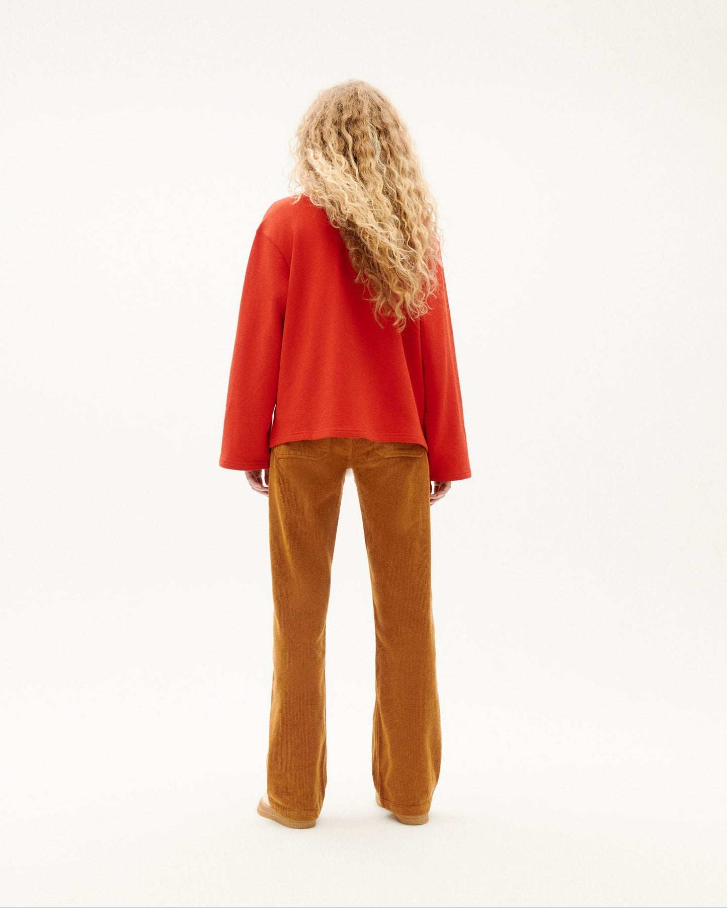 Sweat ample col zippé rouge en coton bio - lava red chelsea
