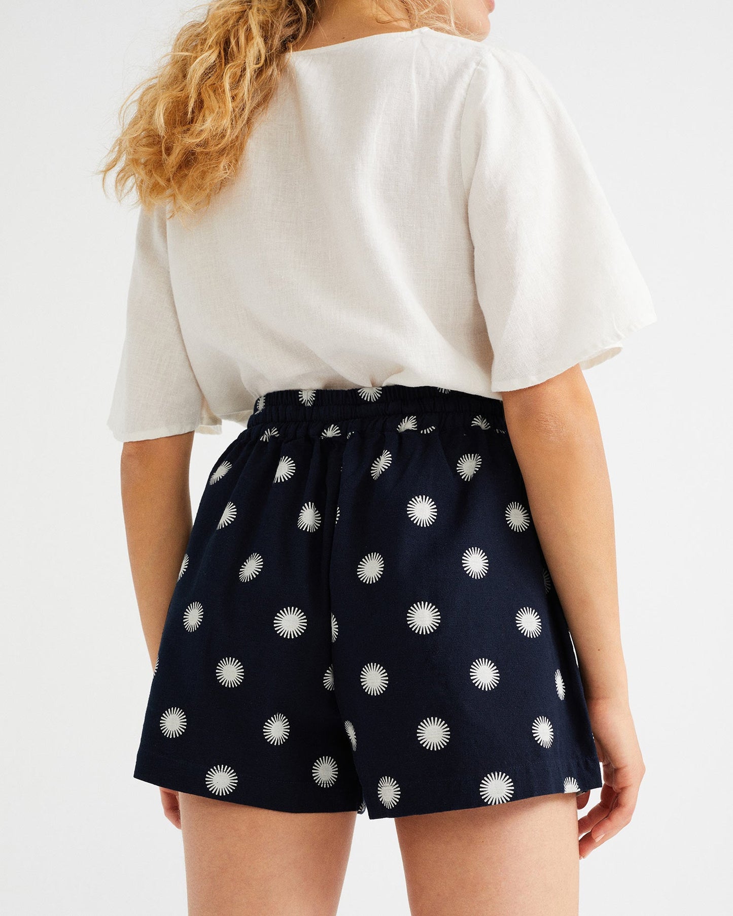Short léger ample marine à imprimés blancs - SOLES GERANIO